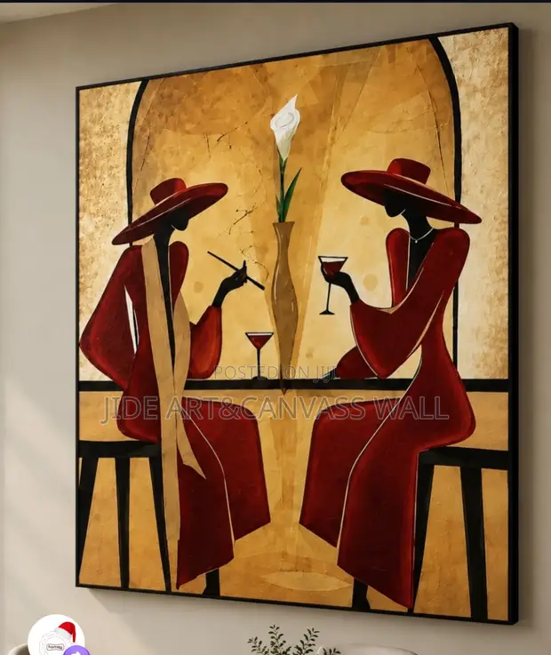 2 Ladies with Red Wine Wall Art Frame - 1