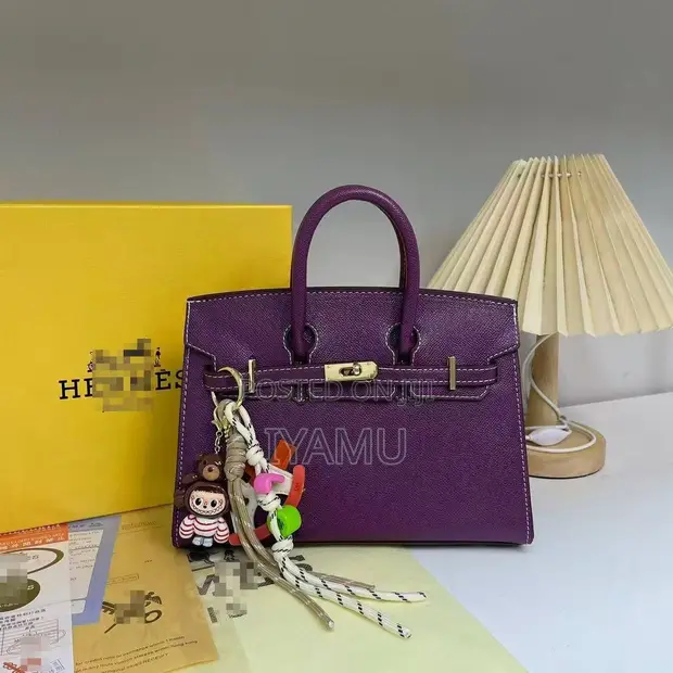 Hermes Inspired Handbag - Brown Grained Leather - 1