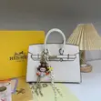 Hermes Inspired Handbag - Brown Grained Leather - 2