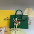 Hermes Inspired Handbag - Brown Grained Leather - 3