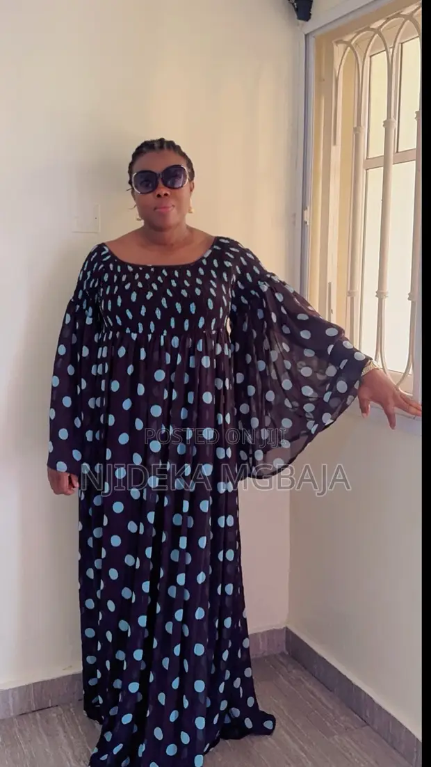 Elegant Navy Blue Polka Dot Maxi Dress - 1