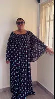 Kyakyawar Navy Blue Polka Dot Maxi Dress - 1