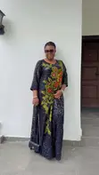 Elegant Black Lace & Ankara Maxi Gown with Floral Embroidery - 1