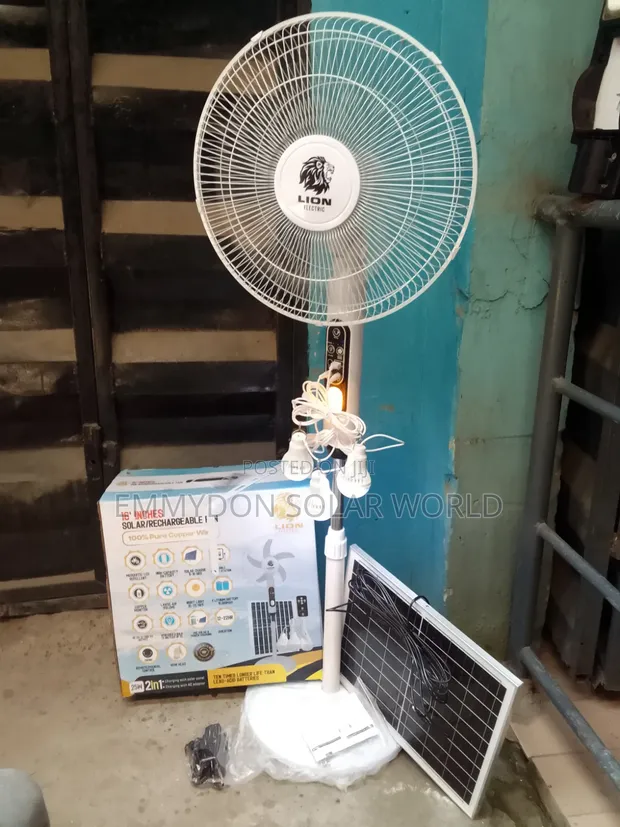 Lion Solar Fan 16 Inch AC/DC with Solar Panel - 1