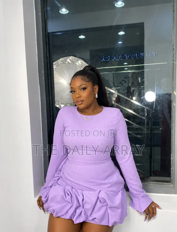 Lilac Ruched Mini Dress - 1