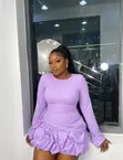 Lilac Ruched Mini Dress - 1