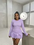 Lilac Ruched Mini Dress - 2