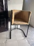 Modern Barrel Chair - Mustard Velvet with Black Metal Legs - 3