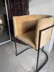 Modern Barrel Chair - Mustard Velvet with Black Metal Legs - 4
