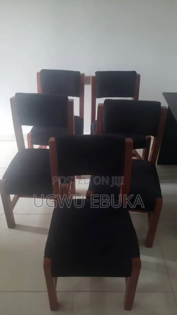 Home Interiors Black Office Chairs (Set of 2) & Wooden Table with Frame - 1