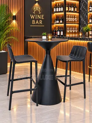 Teburin Bar Filastik na Asali da Sama da Karfe & 2 Barstools Masu Tsayi