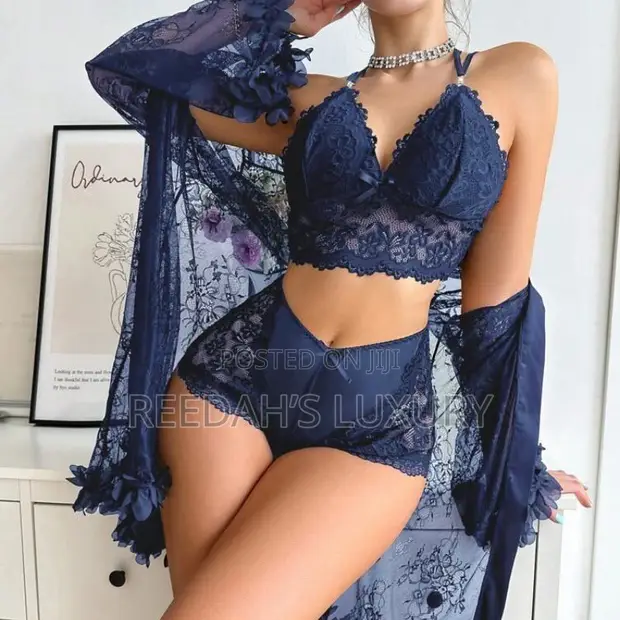 3 Piece Scarlet Romance Lace Lingerie Set - 1