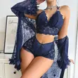 3 Piece Scarlet Romance Lace Lingerie Set - 1