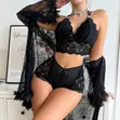 3 Piece Scarlet Romance Lace Lingerie Set - 3