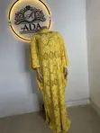 Elegant Yellow Lace Fabric with Scarf - 3