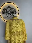 Elegant Yellow Lace Fabric with Scarf - 4