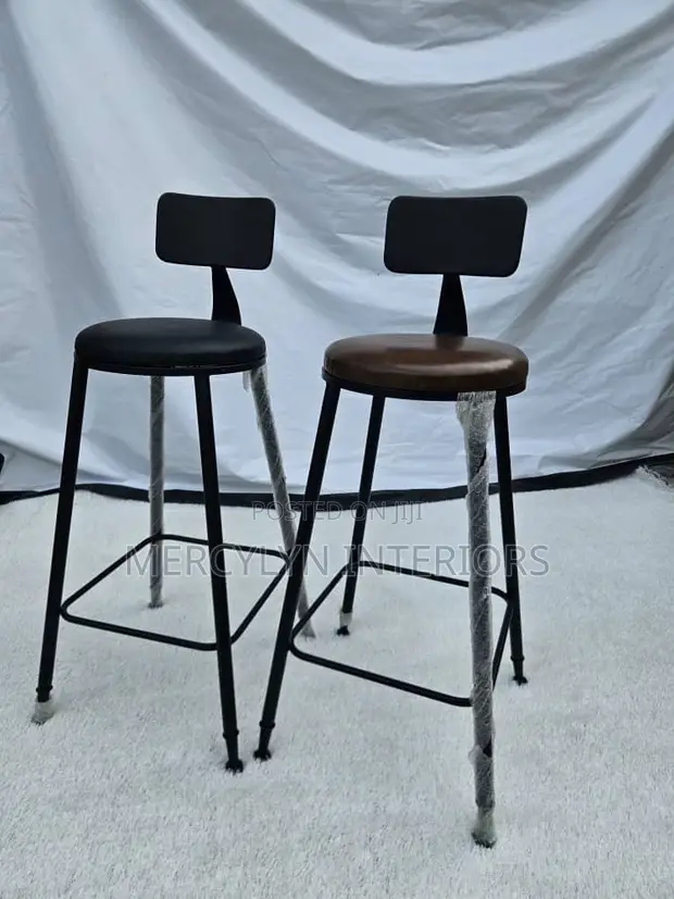 Durable Metal Bar Stool with Padded Seat - 1