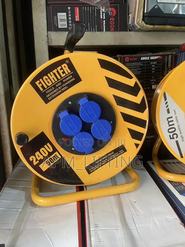 Fighter Tools 50m Industrial Extension Reel, 4 Sockets - 1