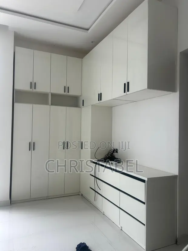 Full Set White Wardrobe, Drawer, and Cabinet - 1