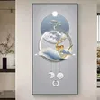 Modern Feather Wall Art with Gold Deer & Moon - 2