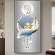 Modern Feather Wall Art with Gold Deer & Moon - 3