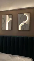 Luxury 3 Panel Geometric Wall Art with LED Backlighting - 2