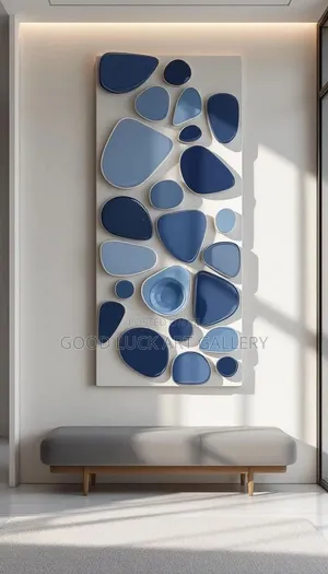 Blue Wall Art - Modern Pebble Design