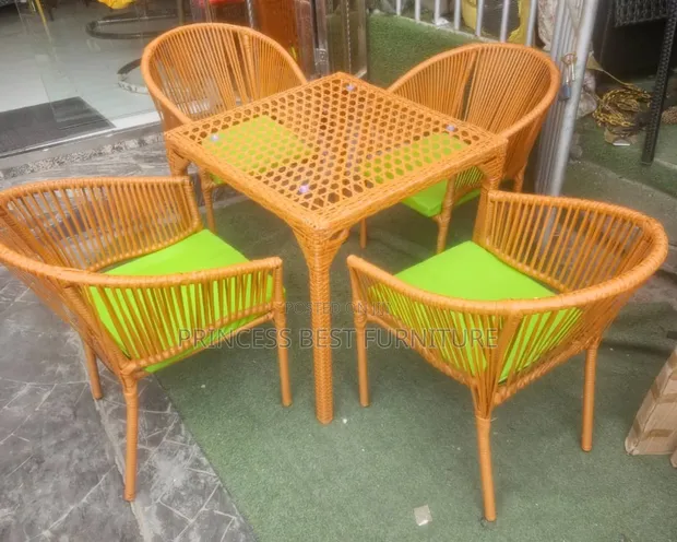 Rattan 4-Seater Patio Set - Gold - 1