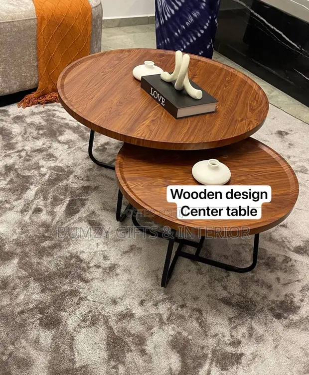 2-in-1 Center Table: Marble & Wood - 1