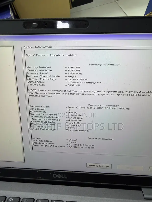 Dell Latitude 5300 Motherboard (Core i5, Used) - 1
