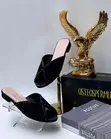 Ladies Open Toe Small Block Heel Slippers - 1