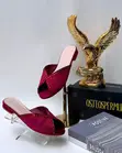 Ladies Open Toe Small Block Heel Slippers - 4