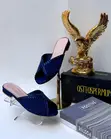 Ladies Open Toe Small Block Heel Slippers - 5