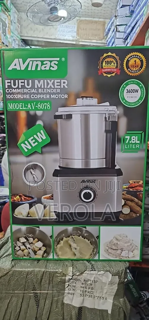 AVINAS Heavy Duty Electric Fufu Machine – 7.8L, 3600W - 1