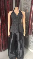 Polka Dot Show Back Halter Neck Top - Black - 2
