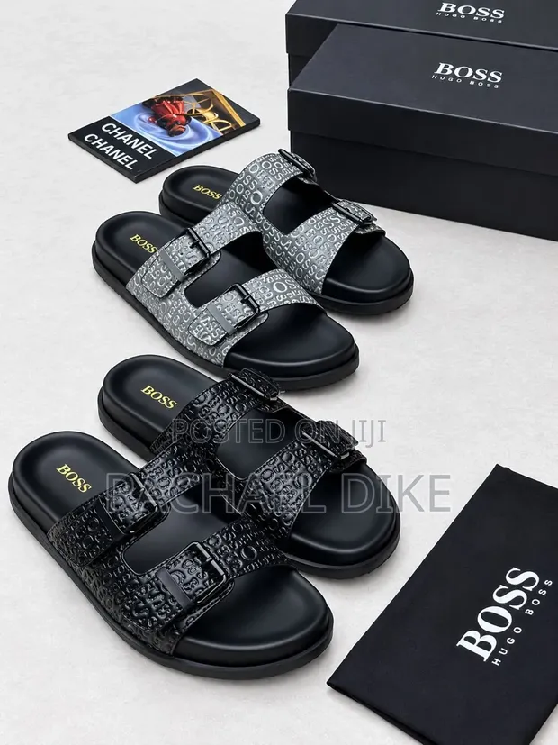 Hugo Boss Luxury Men's Leather Slippers - 1