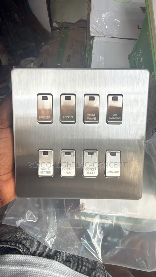 8-Gang Stainless Steel Multipurpose Appliance Switch Panel - 1