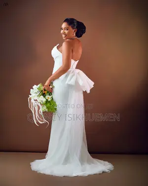 Mermaid Wedding Dress Rental - White Silk Beaded