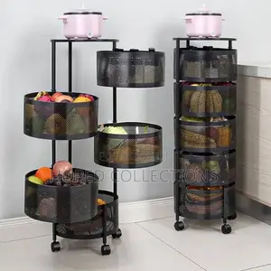 5-Tier Rotating Storage Rack with Wheels