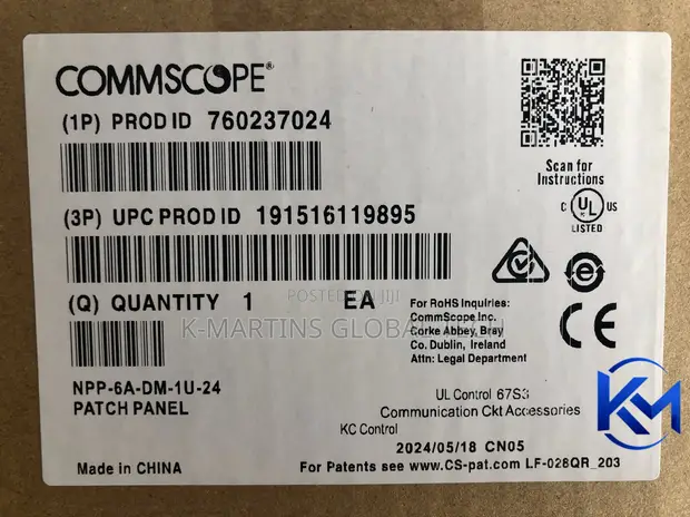 CommScope Cat6A 24-Port RJ45 Patch Panel 1U Network Rack - 1
