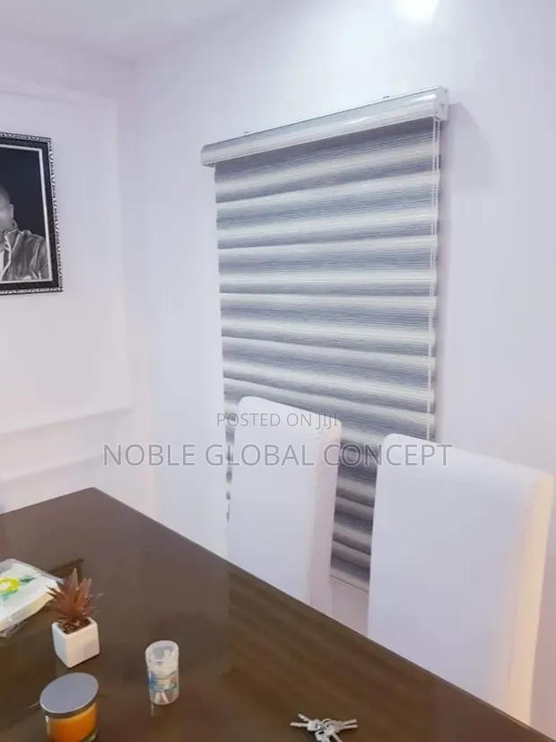 Brand New Gray and White Window Blinds - 1