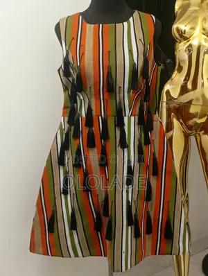 Abike Aso Oke Dress - Mai Launuka Daban-daban, Tsawon Gwiwa