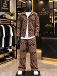 Men's 2-Piece Casual Set - Patterned Jacket & Trousers - 1