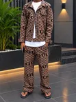 Men's 2-Piece Casual Set - Patterned Jacket & Trousers - 2