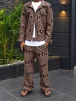 Men's 2-Piece Casual Set - Patterned Jacket & Trousers - 3
