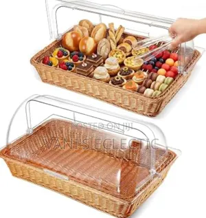 Premium Bakery Display Basket with Roll-Top Cover