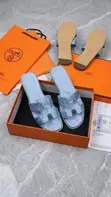 Hermes Brown Leather Slippers - Women's Size 42 - 1