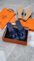 Hermes Brown Leather Slippers - Women's Size 42 - 4