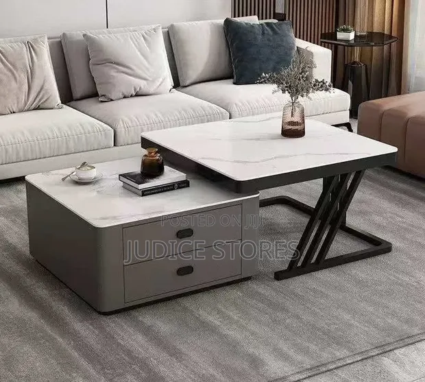 Sabon Marble da Gilashin Twin Center Table Mai Lardunan Biyu - 1