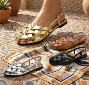 Palm Angel's Casual Black Leather Sandals - Size 40